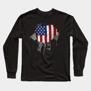 Patriotic American Flag Long Sleeve T-Shirt